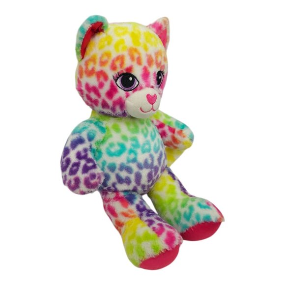 Build A Bear Amanda Rainbow Leopard Stuffed Animal Toy 16" Plush Purple Eyes BAB - Picture 2 of 11